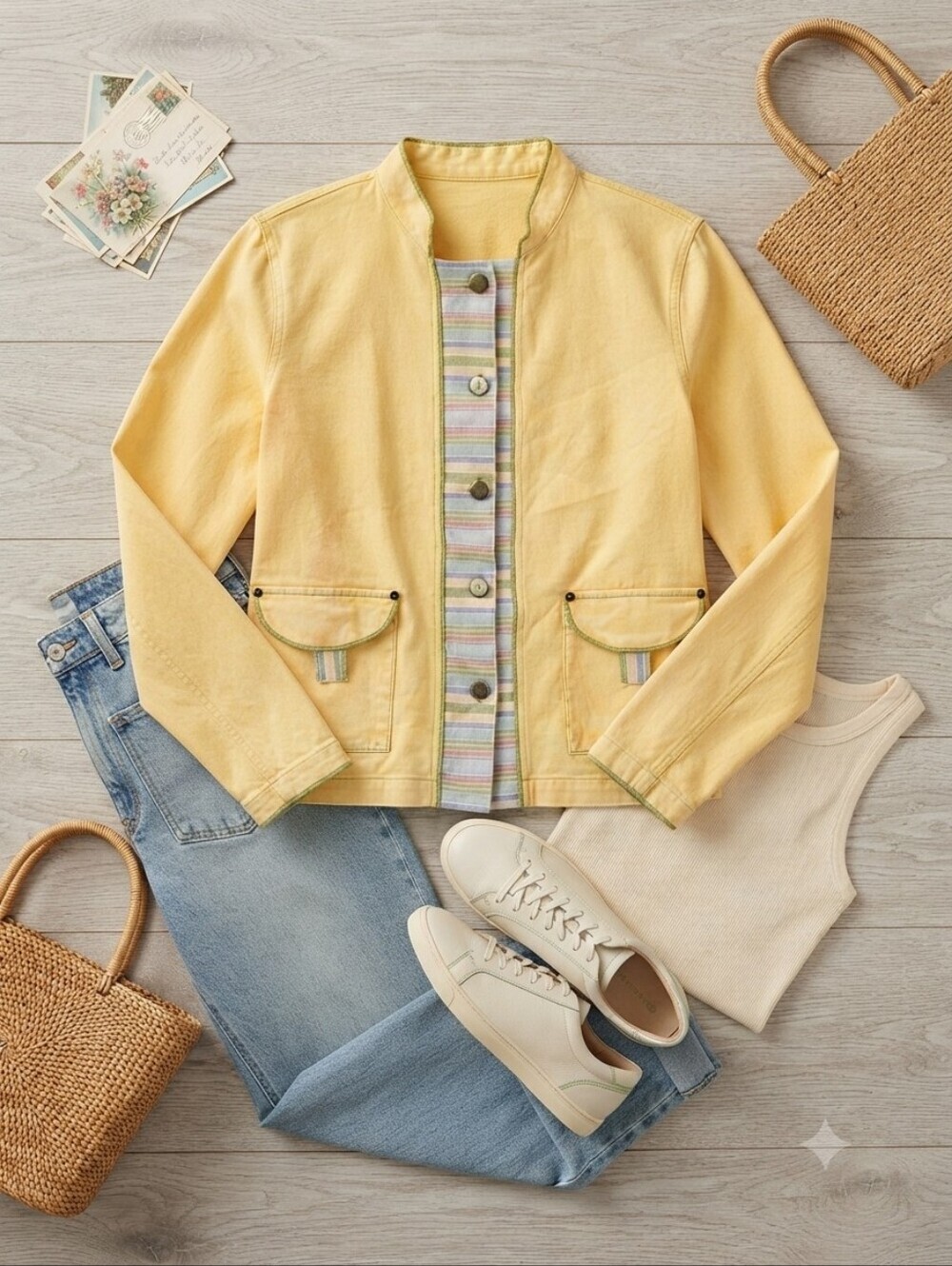 Vintage Produce Company Yellow Button Up Jacket